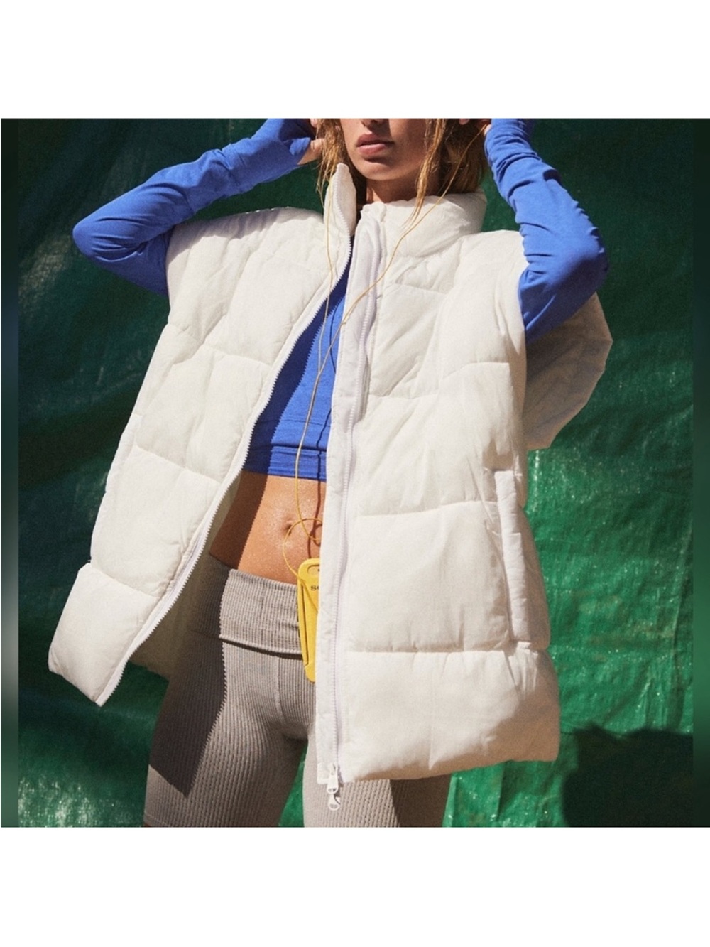 Free People Movement White Oversized Puffer Vest Jacket